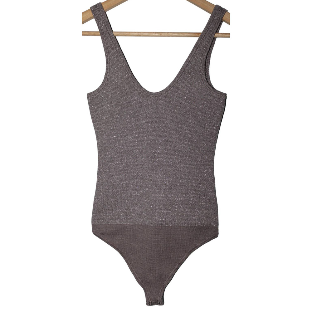 Women's Abercrombie & Fitch Gray Metallic Silver Glitter Bodysuit Size XS NWOT